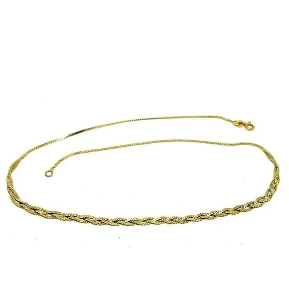 Woven Necklace 14k Yellow Gold 4.1 Grams 16'' Italy Women's Estate Jewel… Necklaces